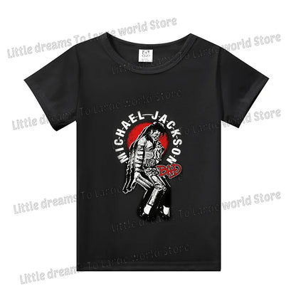 Michael Jackson T-shirt Children Clothing Singer Printed Cotton Tops Boy Girl MJ Summer Tee Shirts Casual Clothes Birthday Gift