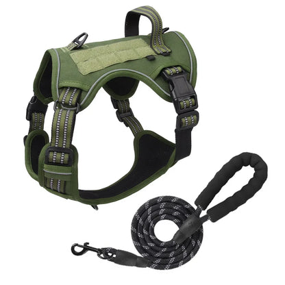 Large Dog Tactical Vest Multi-Function MOLLE-Compatible Harness with Anti-Pull Design for Outdoor Training Gear