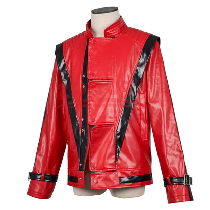 Costumes Zembie Cosplay Red Leather Jacket Michael Jackson Thriller Night Outwear Kids Halloween Rock Stage Performa