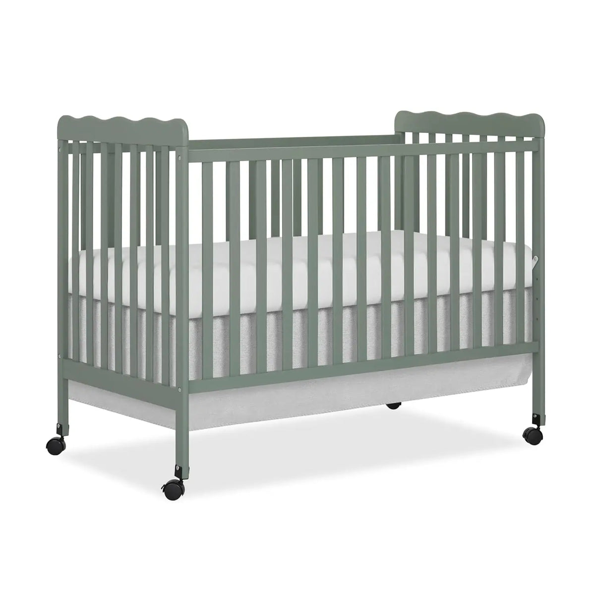 White 3-in-1 Convertible Baby Crib with 4 Height Adjustments, Toddler Bed Conversion & Locking Wheels