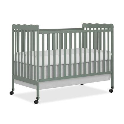 White 3-in-1 Convertible Baby Crib with 4 Height Adjustments, Toddler Bed Conversion & Locking Wheels