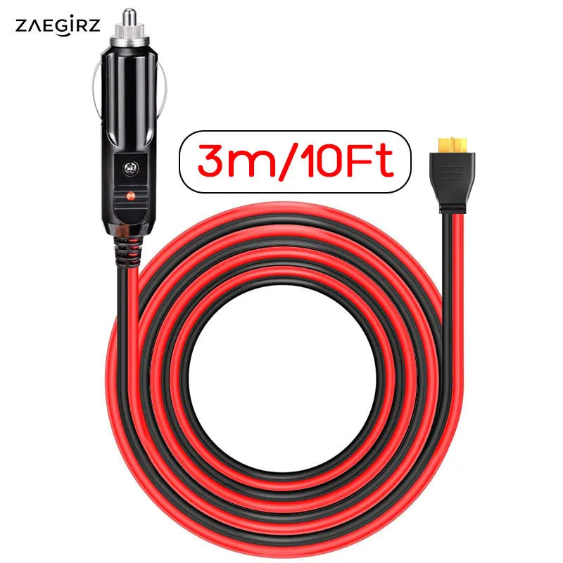 3m 2m 1.5m Car Cigarette Lighter to XT60 Cable for ALLPOWERS R600 R1500 Oukitel P1000E/P1500/P2001E PLUS Etc. Solar Generators.