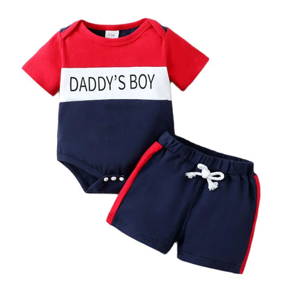 3-24 Months Baby Boys Clothes Set Short Sleeve Letter Top Bodysuit +Shorts Toddler Boy Summer Fashion Sport 2PCS Outfit