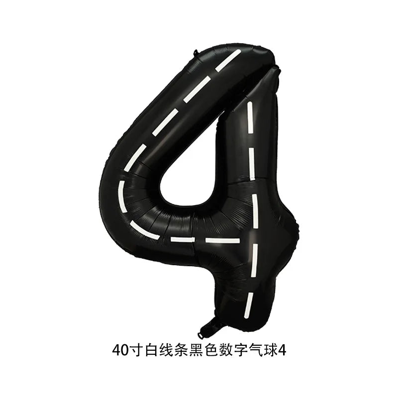 40'' Number Race Car Balloon Racetrack Balloon Truck Bike Wheels Tire Racing Car Theme Party Supplies Boys' Birthday Party Favor