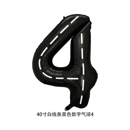 40'' Number Race Car Balloon Racetrack Balloon Truck Bike Wheels Tire Racing Car Theme Party Supplies Boys' Birthday Party Favor