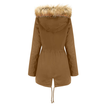 2026 Warm Winter Jacket Women's Fur Collar Coats Jackets for Lady Long Slim Fleece Parka Hoodies Parkas