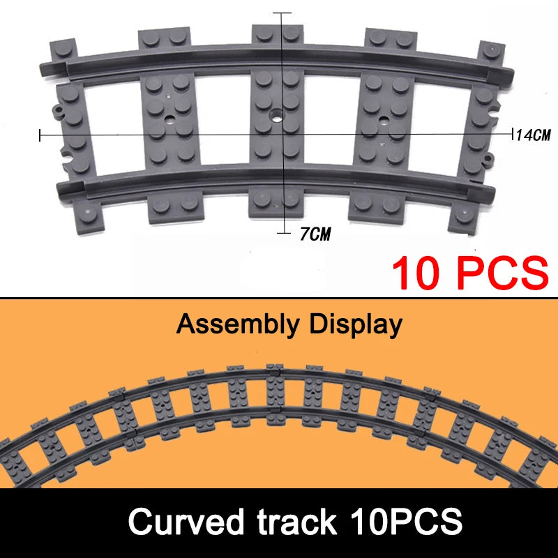 City Trains Railway Flexible Tracks Forked Straight Curved Rails Switch Kids DIY Building Block Bricks Track Toys For Children