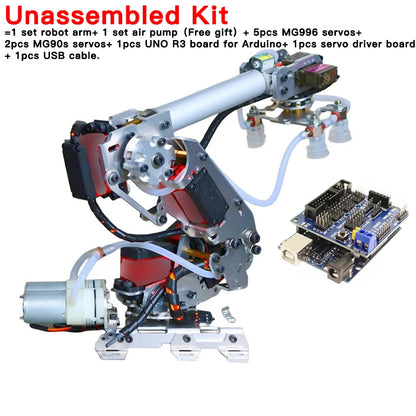 Arduino 7 Dof Large Suction Air Pump Robot Arm Multi DOF Manipulator Mindustrial Robotic Model 6-Axis Robot Claw Gripper