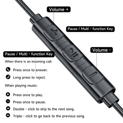 Hellodigi Wired Earphones With Microphone Ear Clip Wired Earbuds 3.5mm/Type-C Plug for PC Laptop iPhone 15 Samsung HIFI Earsets