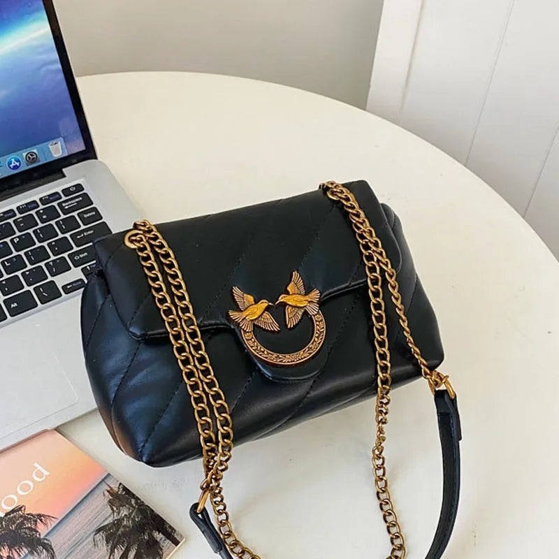 New Women's Winter Chain Bag, Trendy Fashion Crossbody Bag, Rhombus Lightweight Luxury Underarm Bag