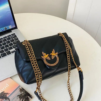 New Women's Winter Chain Bag, Trendy Fashion Crossbody Bag, Rhombus Lightweight Luxury Underarm Bag