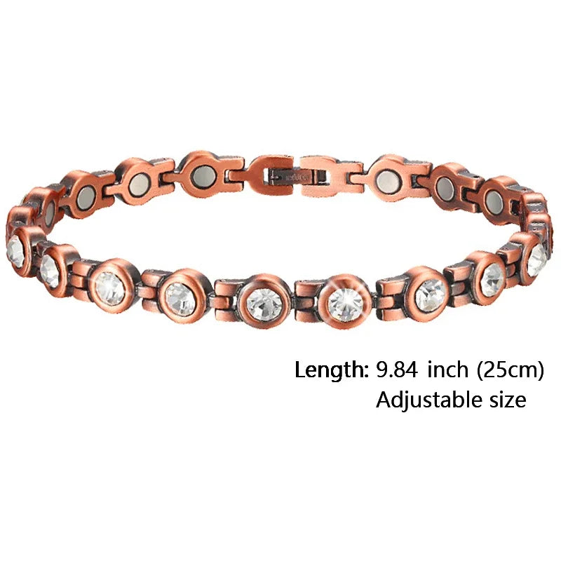 Women Magnetic Therapy Anklets 99.9% Pure Solid Copper 3500 Gauss Magnets Ankle Pain Relief for Arthritis Adjustable Size