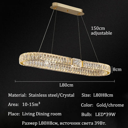 Luxury LED Crystal Ceiling Chandeliers Modern Gold/Chrome Metal Pendant Lights Home Restaurant Hotel Decor Lighting Fixtures