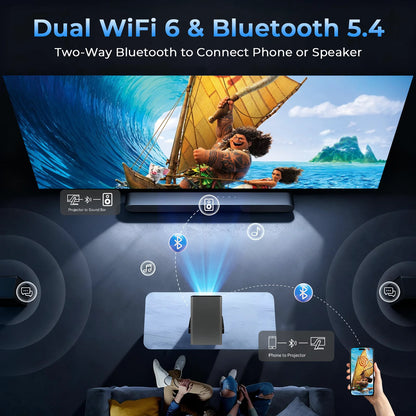 Lyncast 8K Support HD 1080P Auto Focus 2000ANSI Projector 5W Speaker Android 14 WiFi6 BT5.4 Outdoor Home Theater Projectors X7