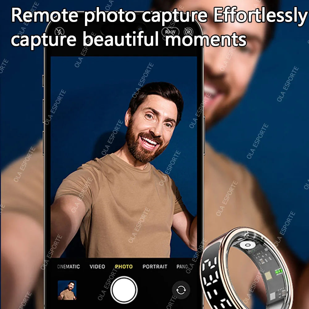New Smart Ring R13 LED Display Screen Gesture Sweep Video Heart Rate Sleep Monitor 5ATM Waterproof Wireless Charging Rings HT30