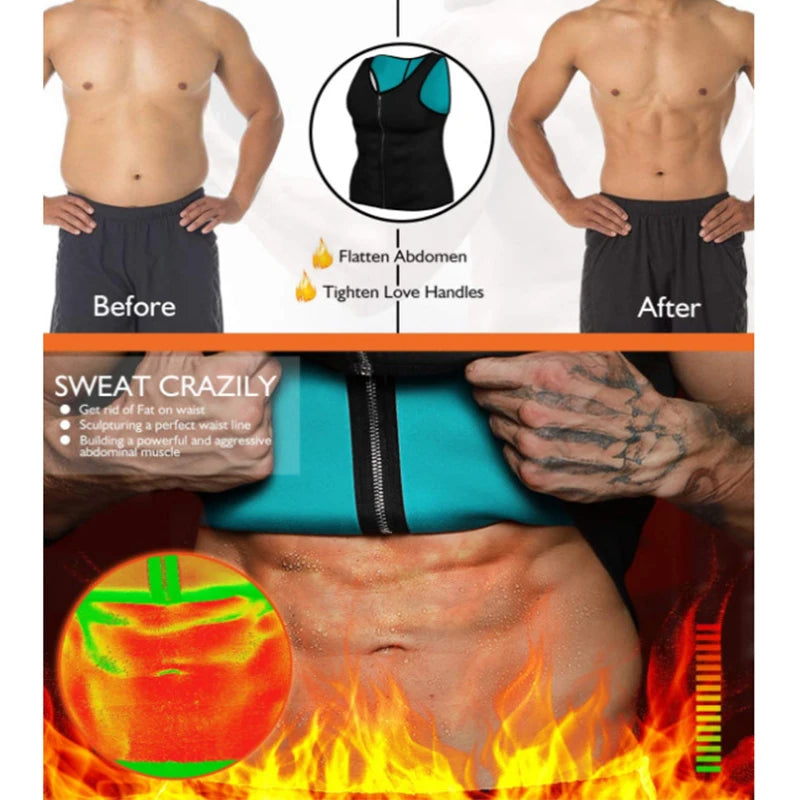 Men Slimming Vest Sauna Sweat Vest Body Shaper Neoprene Tank Top Abdomen Control Waist Trainer Fat Burning Shapewear
