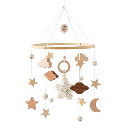 Revolving Music Box For Newborns Baby Crib Imitation Wood Color Hanging Rattle Baby Soothing Musical Toys 0-12 Months Baby Gift