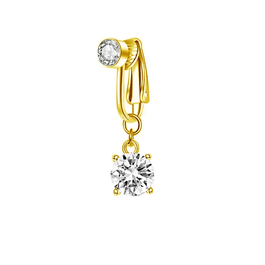Clip On Belly Button Ring Butterfly Copper Zircon Pink Fake Belly Piercing Umbilical Navel Body Jewelry Trendy Fashion Style