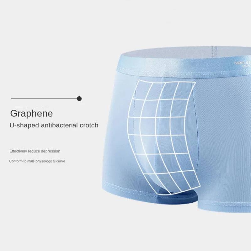 4Pcs Men's Underwear Ice Silk Mesh Boxer Shorts Sexy Panties Man Underpants Thin Male U Convex Lingerie Wholesale Lots L-6XL