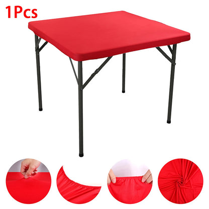 1Pcs Stretchy Square Table Cover, Washable Tablecloth For Party Dining, Cocktails Table, Birthday Wedding Party Decorations