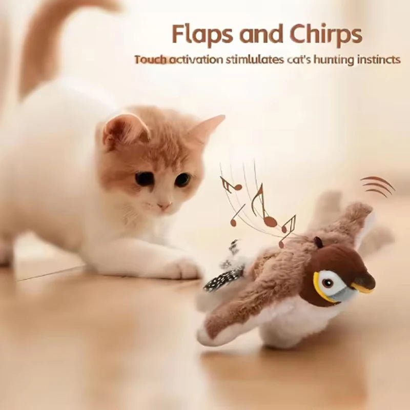 Pet Toy Plush Bite-Resistant and Drop-Proof Flapping Shaky Bird Cat Self-Entertainment Simulated Sparrow
