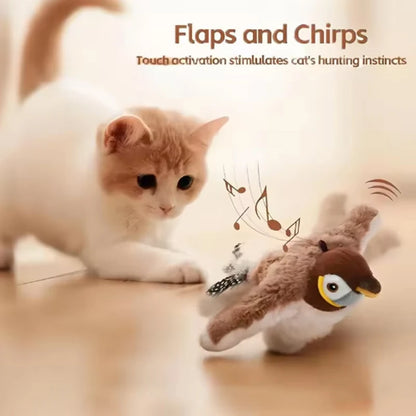 Pet Toy Plush Bite-Resistant and Drop-Proof Flapping Shaky Bird Cat Self-Entertainment Simulated Sparrow