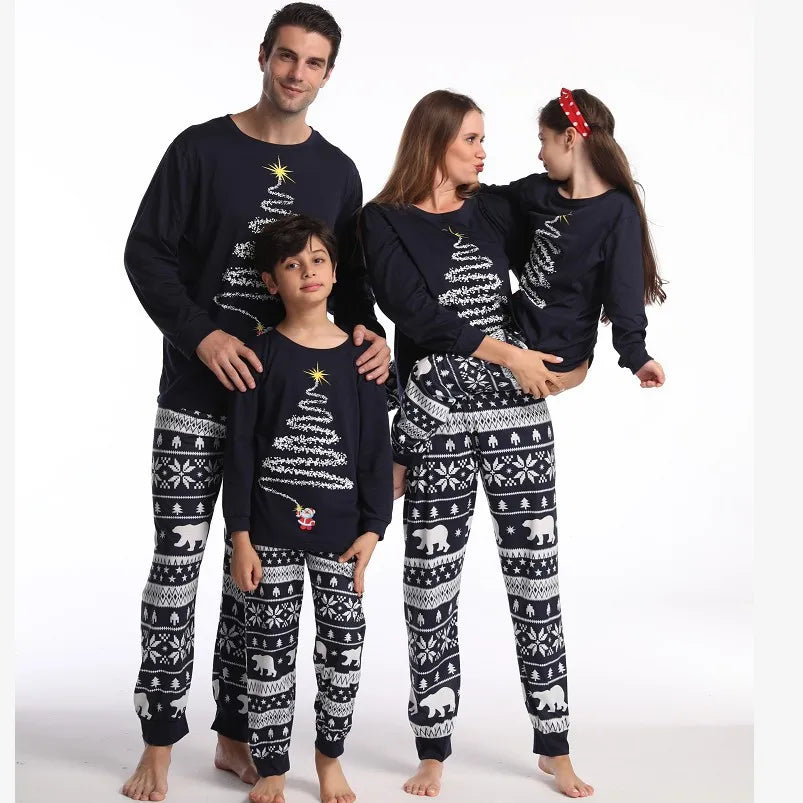Family Christmas Pajamas Mom Dad Kids Matching Clothing Set Baby Dog Romper Pjs Soft Loose 2 Pieces Suit Homewear Xmas Look 4XL