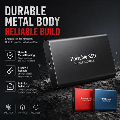2TB External Hard Drive 4TB Portable SSD USB-C High-Speed Storage Disk for File Backup Compact & Durable
