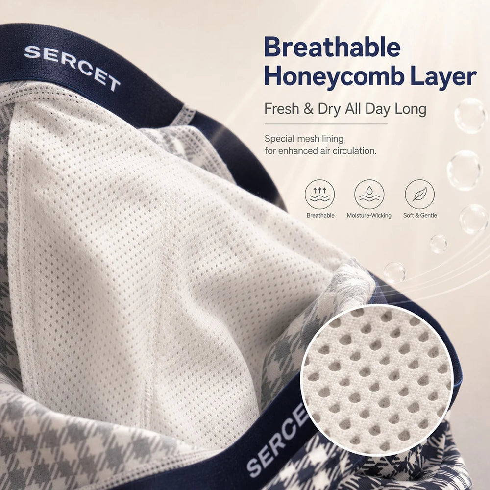 1/3PCS 95% Cotton Soft Boxers Striped/Dot/Plaid Knit Man Underwear Autumn Breathable Antibacterial 3D Mesh Crotch Men's Panties