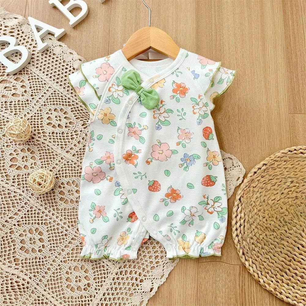 2025 baby girl rompers summer short sleeve clothing cotton Girls Onesies toddlers clothes infant newborn overalls kids homewear