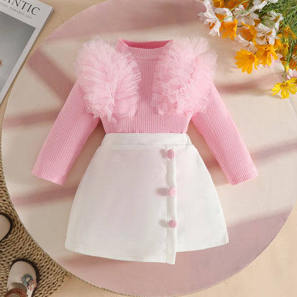 Baby Girls Clothes New Year Set 0-3Y Long Sleeve Big Bow Top Irregular Skirt and Beret 3Pcs Toddler Christmas Clothes