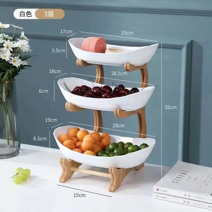 Creative 2/3 Layer Fruit Plate Home Organizer Living Room Plastic Snack Dish Dried Fruit Basket Candy Dish Cake Stand Salad Bowl