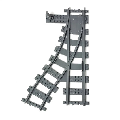 City Trains Railway Flexible Tracks Forked Straight Curved Rails Switch Kids DIY Building Block Bricks Track Toys For Children