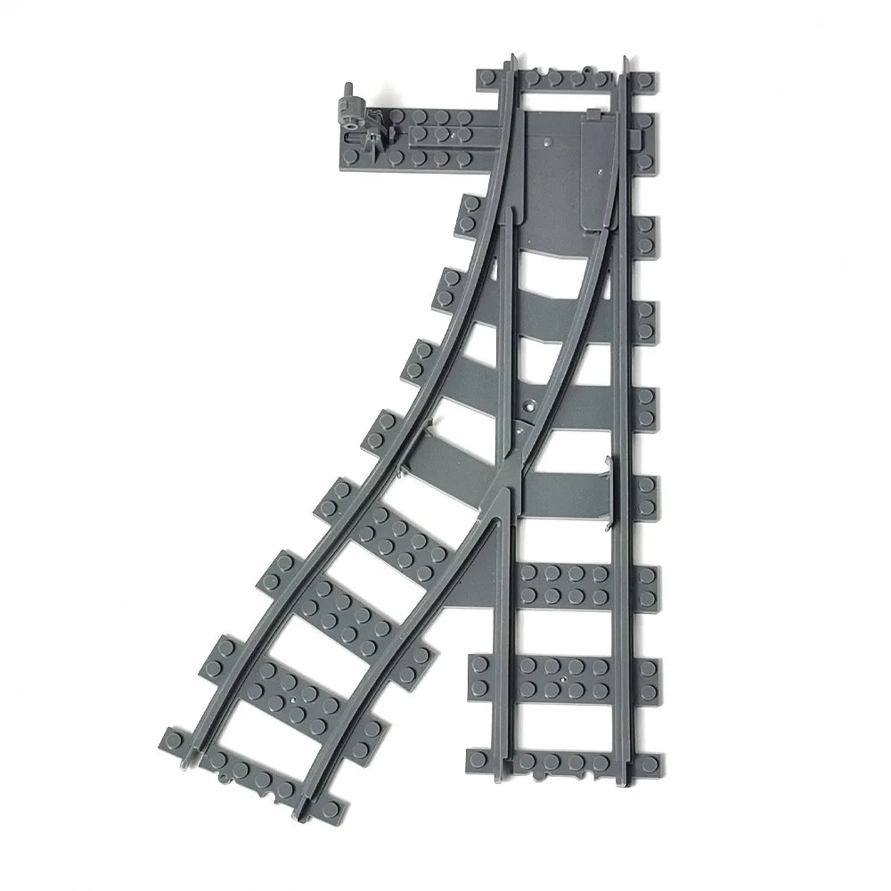 City Trains Flexible Tracks Forked Straight Curved Soft Rails Track Switch Building Block Bricks Kids DIY High-tech Creative Toy