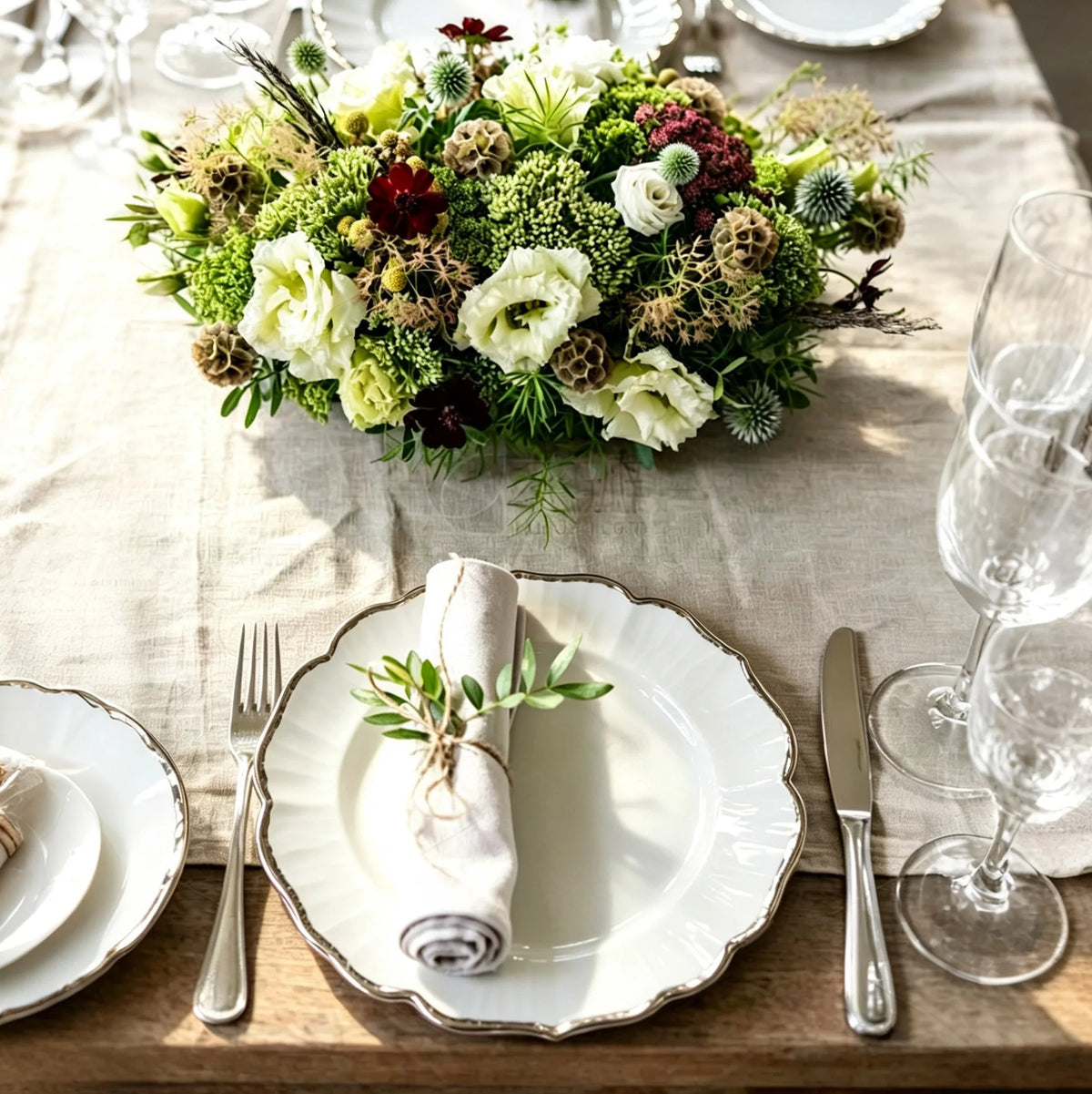 White Flower Ruffled Charger Plates Elegant Tabletop Centerpiece for Wedding Banquet Party Reception Dinner Holiday Table Decor