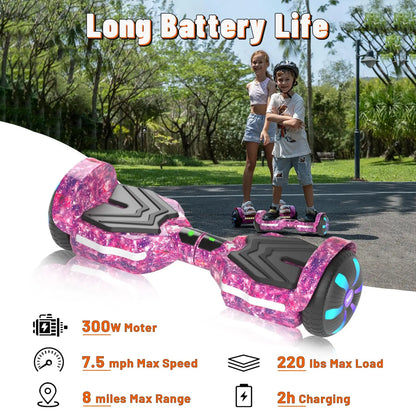 Simate K1 6.5" Hoverboard Electric Self Balancing Scooter with Bluetooth Speaker Colorful Lights UL2272 Certified All Terrain