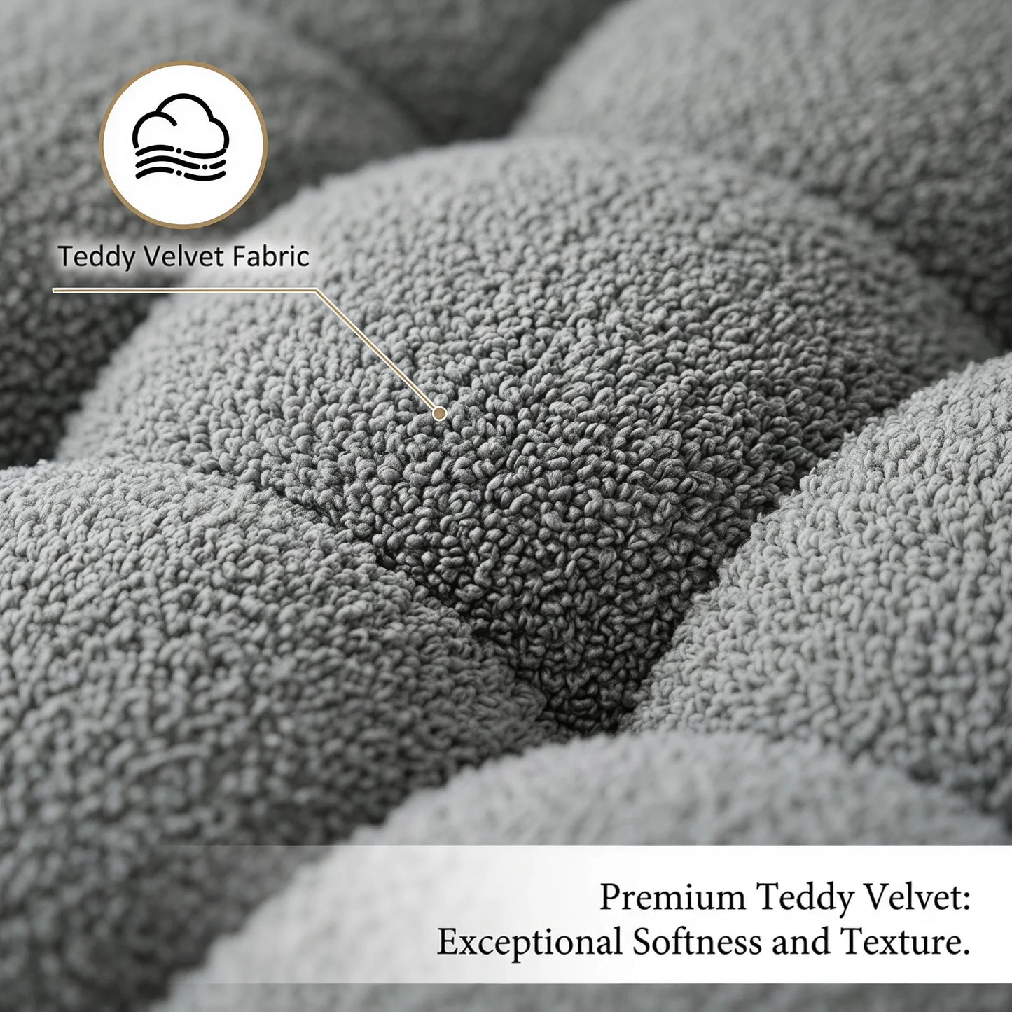 80-Inch Modern Teddy Fleece Sofa, With 2 Cushions 3-Seater  Sofa Suitable for Living Room Bedroom or Apartment Comfortable Deep-Set Leisure Furniture Wide Armrest Design Easy to Assemble