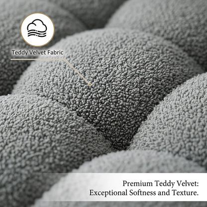 80-Inch Modern Teddy Fleece Sofa, With 2 Cushions 3-Seater  Sofa Suitable for Living Room Bedroom or Apartment Comfortable Deep-Set Leisure Furniture Wide Armrest Design Easy to Assemble