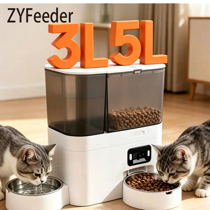 Pet Food and Water Dispenser 5L+3L Tuya APP Camera Automatic Cat Feeder Smart Pet Feeder for Cats Dogs Stainless Steel Bowl