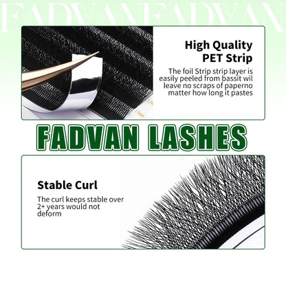 FADVAN 3D/4D/5D W Shaped Double Tips Eyelashes Extensions Natural Softlight Volume Fanning Lashes 0.07 Curl C D Black Eyelashes