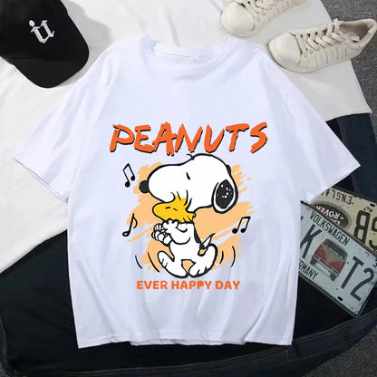 Snoopys Men Women Summer Clothes Adult Cotton Shirts Cartoon Anime Graphic Print Tops Cool Comfortable Shirt Birthday Party Gift