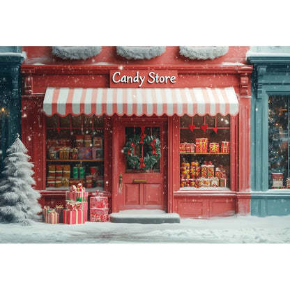 Christmas Candy Toy Store Christmas Tree Gift Theme Banner Background, Birthday Party Decoration Photography Background Cloth