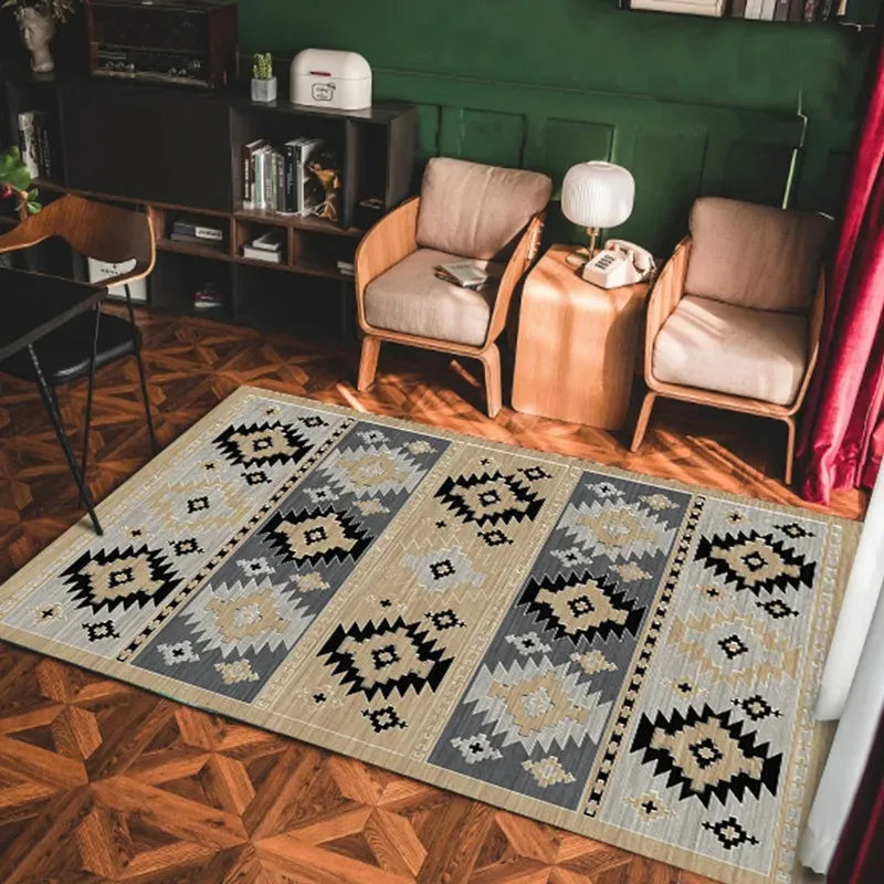 Bohemian Style Non-slip Rug Pastoral Persian Style Non-slip Doormat Suitable for Living Room Sofas and Bedroom Coffee Tables