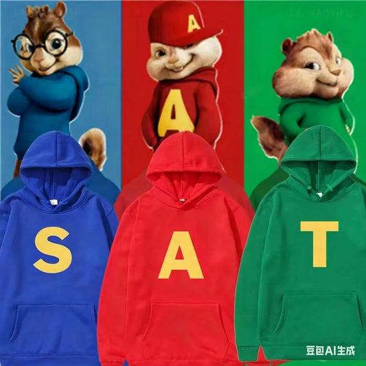 Alvin and The Chipmunks 2026 Fashion Unisex Casual Sportswear Men's Hoody Alvin Chipmunk Cosplay Costume Kid Adult Pullover Top