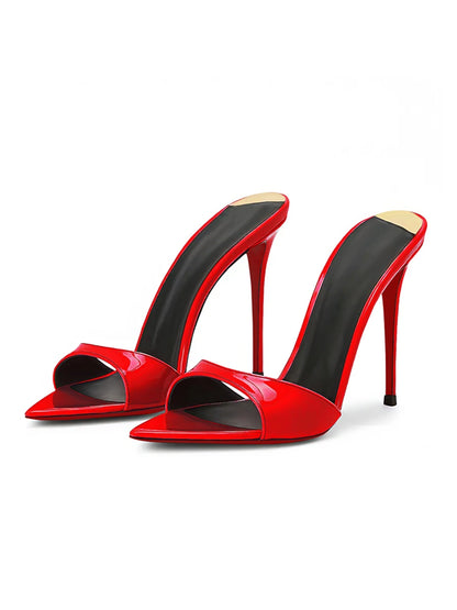 New Super Hot White Pointed High Heels with Thin Heels Half Slippers, Women's Summer Open toed Sandals