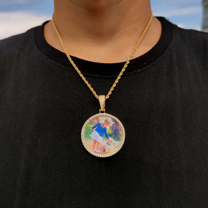Custom Made Big Photo Medallions 18k Gold Necklace Pendant Iced Out Cuban Men Hip Hop Picture Jewelry Gift Can Free Custom Logo