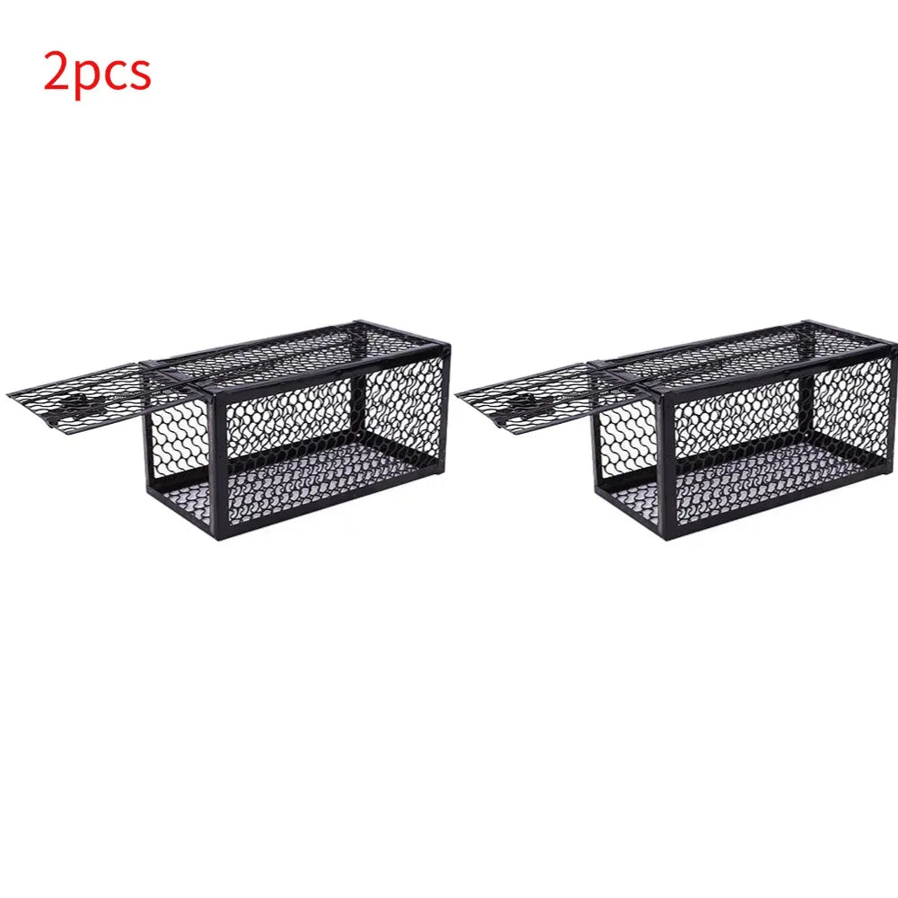 Self-locking Trap Catcher Mouse Rat Bait Mice Live Box Mice Trap Cage Reusable Catch Rat Implement Trap Rat Cage Iron Cage