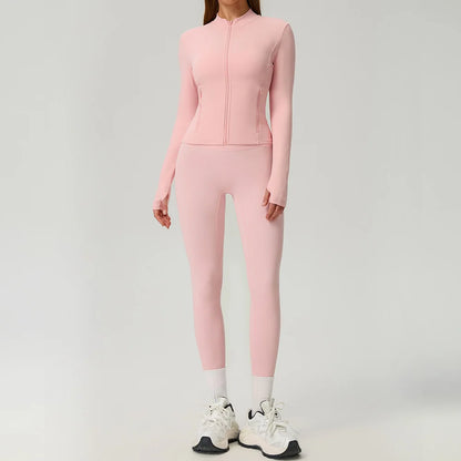 Fitness Suit 2PCS Women Tracksuit Sports Zipper Long Sleeve Yoga Set Gym Clothes Flared Pants Sportswear Female Workout Clothes