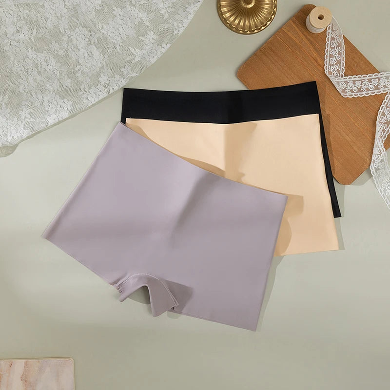 2 Pieces Boxers for Women Silk Seamless Female Underwear Mid-Rise Elasticity Women's Safety Panties Soft Boyshorts Lady Lingerie