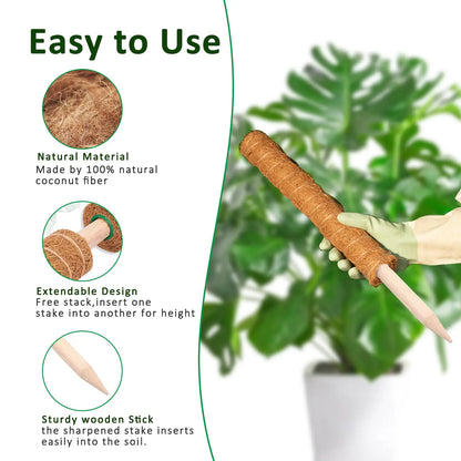 4 /8 Pack Stackable Moss Pole for Plants Monstera Tall Rod for Indoor Outdoor Climbing Plant Support Stakes for Potted Plants